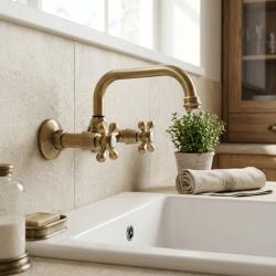 brass-kitchen-faucet-with-cross-handles
